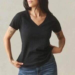 American Giant Classic V Neck T Shirt Black Made in USA Size Large